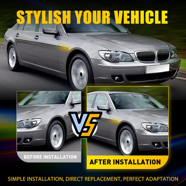 Smoked Amber Sequential LED Side Marker Light for BMW 7 Series 2002-2008, Front