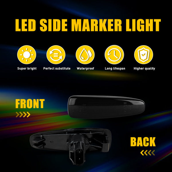 Smoked Amber Sequential LED Side Marker Light for Mitsubishi Lancer EVO X, Front