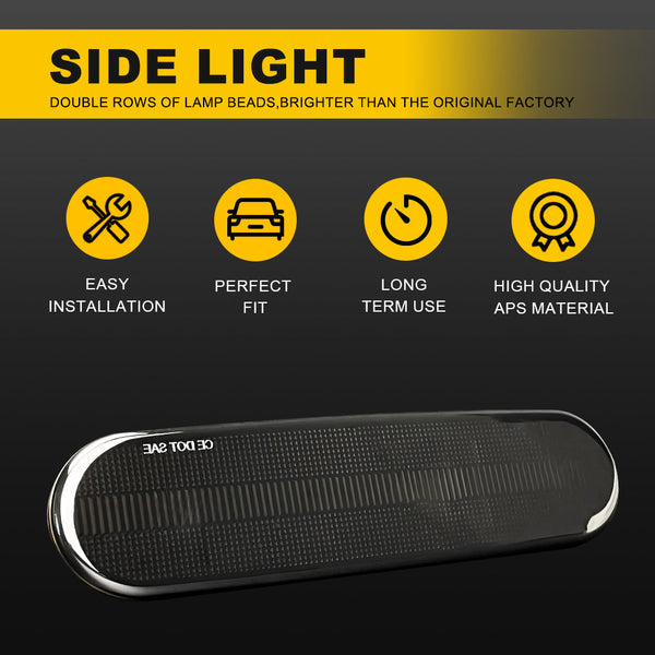 Smoked LED Side Marker Light Housing for Honda Civic 2002-2005, Front Bumper