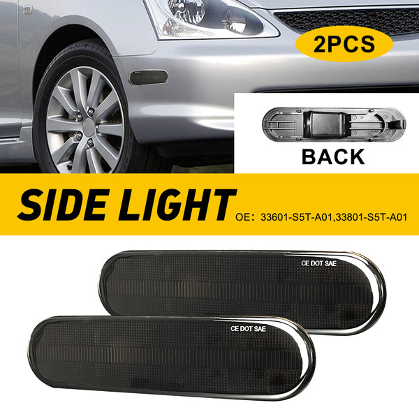 Smoked LED Side Marker Light Housing for Honda Civic 2002-2005, Front Bumper