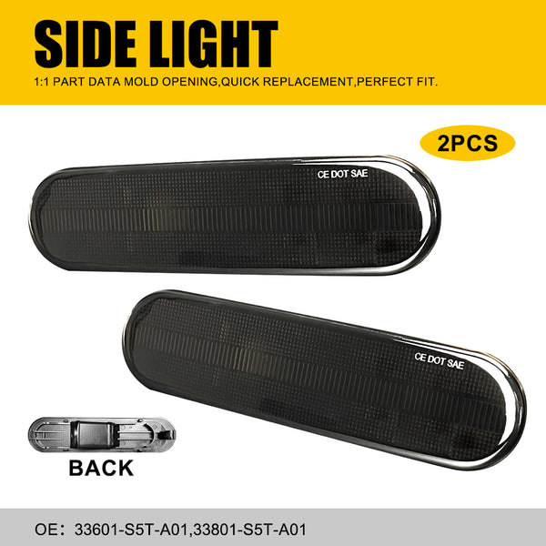 Smoked LED Side Marker Light Housing for Honda Civic 2002-2005, Front Bumper