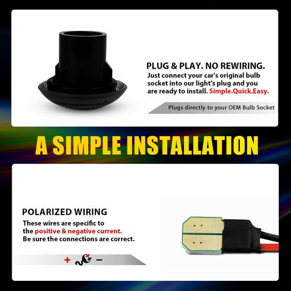 Smoked Lens Amber LED Side Marker Light for Ford Transit Connect 2010-2021, Front