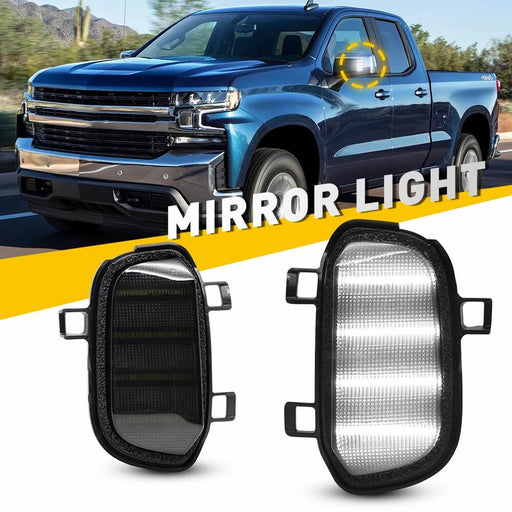 Smoked Lens Xenon White Quad-Row Rearview Side Mirror Light Fits 2019-2022 Chevrolet Silverado 1500/GMC Sierra 1500