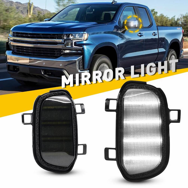 Smoked Lens Xenon White Quad-Row Rearview Side Mirror Light Fits 2019-2022 Chevrolet Silverado 1500/GMC Sierra 1500