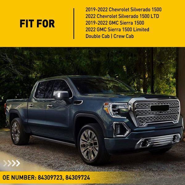 Smoked Lens Xenon White Quad-Row Rearview Side Mirror Light Fits 2019-2022 Chevrolet Silverado 1500/GMC Sierra 1500