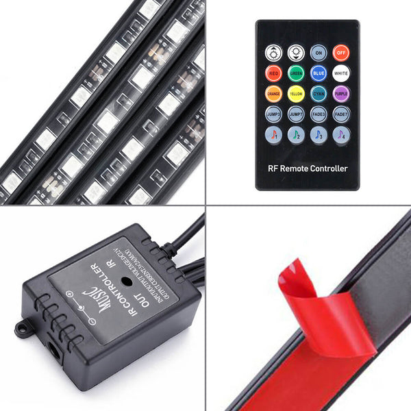 Universal RGB LED Car Underbody Lights with Wireless Remote Control, 4 Strips