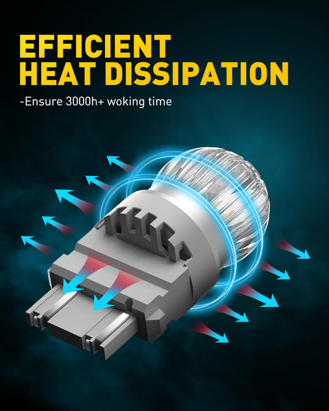 Upgraded 3157 3156 3057 T25 LED Bulbs Turn Signal Lights 400% Brighter, Yellow, 2US6T Series