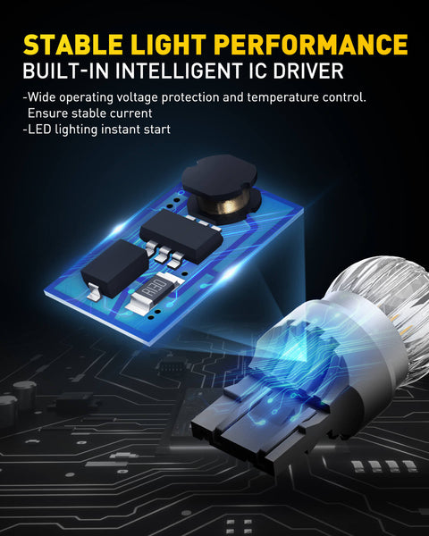 Upgraded 7443 7440 7444 W21W LED Bulbs Turn Signal Lights 400% Brighter, Yellow, 2US6T Series