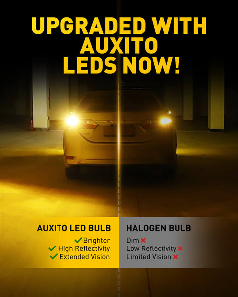 Upgraded 7443 7440 7444 W21W LED Bulbs Turn Signal Lights 400% Brighter, Yellow, 2US6T Series