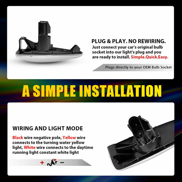 White Sequential LED Side Marker Light for Mitsubishi Lancer EVO/Outlander, Front Fender