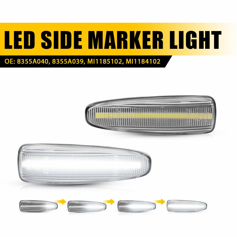 White Sequential LED Side Marker Light for Mitsubishi Lancer EVO/Outlander, Front Fender