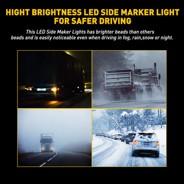 10PCS 2inch Round LED Side Marker Light for Truck Trailer 12V (red/yellow/white)