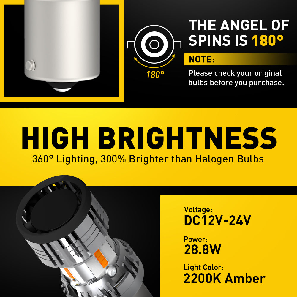 1156, 7506, P21W, BA15S LED Turn Signal Light Bulbs CANbus Error