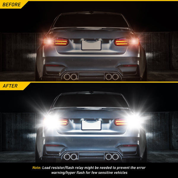 Syneticusa 2x 1157 LED Bulbs – White 6000K, BAY15D, For Reverse & Signal Lights