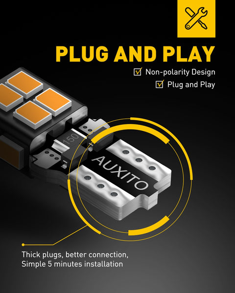 10X Amber AUXITO 175 2825 Light Bulb Super Bright 168 194 T10 LED - Foto 6