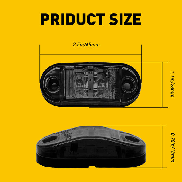 2.5inch Oval LED Side Marker Lights for Truck Trailer RV 10pcs(Red, Yellow, White)