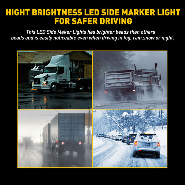 2.5inch Oval LED Side Marker Lights for Truck Trailer RV 10pcs(Red, Yellow, White)