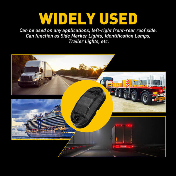 2.5inch Oval LED Side Marker Lights for Truck Trailer RV 10pcs(Red, Yellow, White)