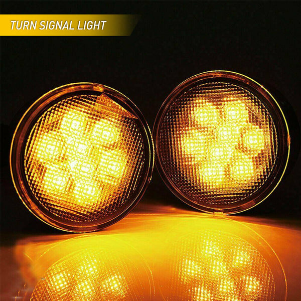 2007-2017 Jeep Wrangler JK Front Grille LED Turn Signal Lights And Side Marker Fender Lights