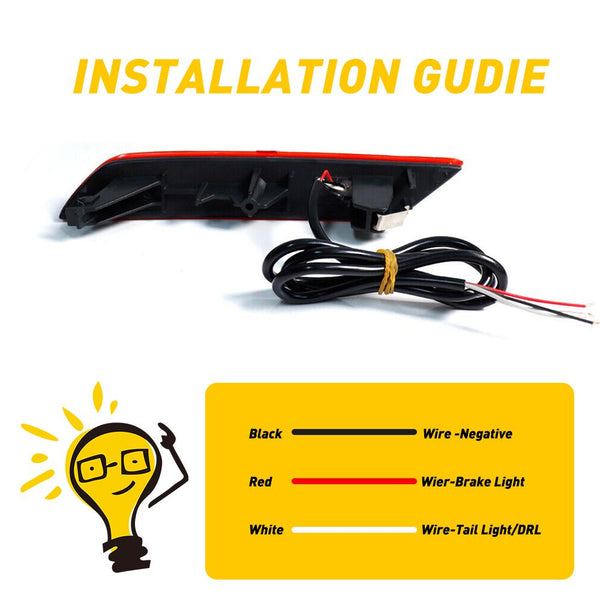 2013-2015 Honda Civic Red Lens 60-SMD LED Bumper Reflector Lights