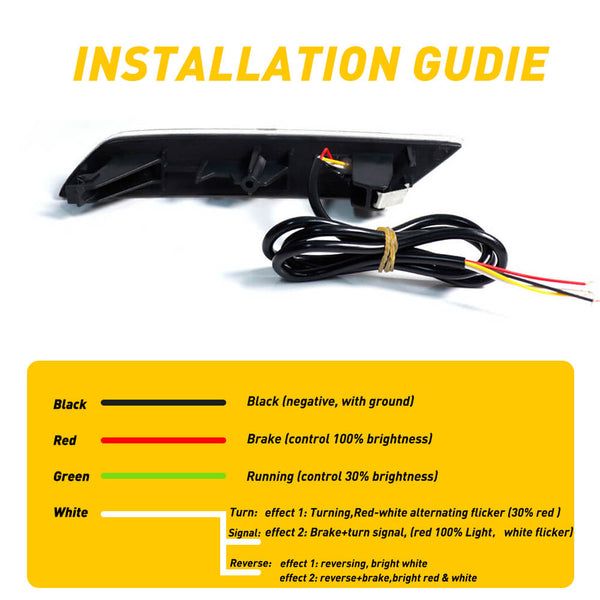 2013-2015 Honda Civic Red Lens 60-SMD LED Bumper Reflector Lights