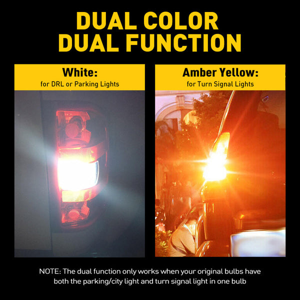 AUXITO 3157 LED Switchback Turn Signal Bulbs – Dual Color White/Amber, 3014 SMD, 6000K/4300K, 2 Pack