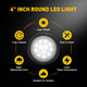 4inch 12 LED Round Tail Lights Kit Including 3-pin Water Tight Plug Rear Reverse Brake Lights