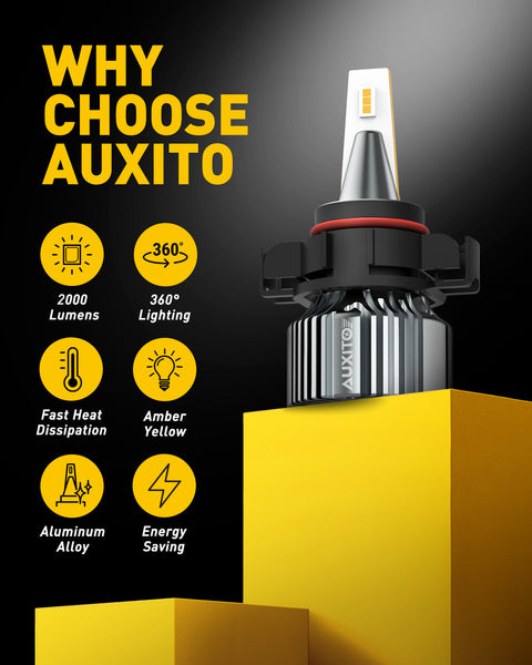 5202 5201 LED Fog Light Bulbs 3000K Amber Yellow CSP Chips 30W 4000 Lumen Per Pair