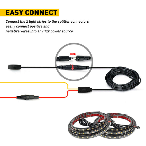 60inch Universal LED Truck Bed Lights Kit White Light with On/Off Switch 2Pcs