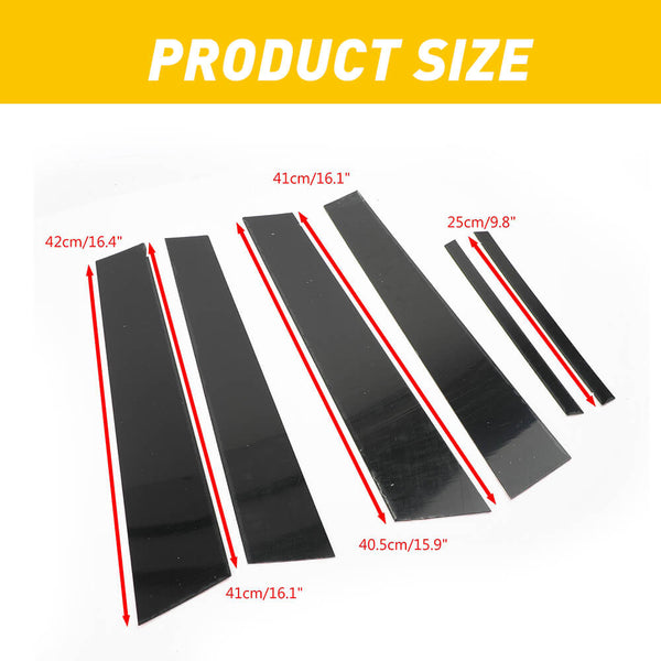 6Pcs Car Window B Pillar Post Trim Passenger Side Glossy Black Trim Compatible with 06-11/16-20 Civic