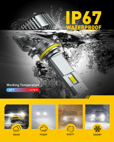 Auxito H11 Led Headlight Bulbs AUXITO 9005/HB3 LED Headlight Bulbs - High Beam Conversion Kit, 6500K White, 24,000LM Super Bright (Pair) 9004 Headlight Bulbs - Foto 6