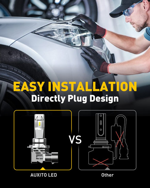 9006 LED Bulbs Forward High Beam and Low Beam 12000LM Per Set, Mini Size HB4 Wireless