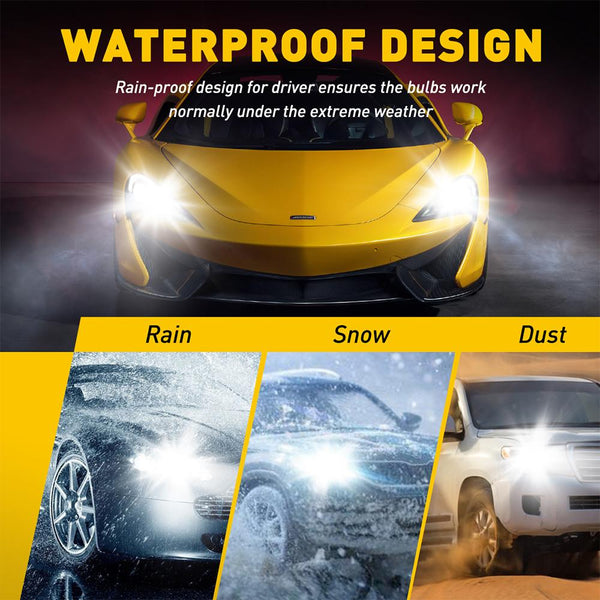 9008 H13 LED Bulbs 12000lm 60w Dual Beam 6500K Xenon White Wireless Slim High Low Hi/Lo Headlight