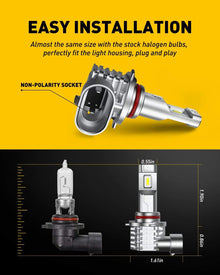 9145 LED bulb 9140/H10 LED Fog Light Bulb Fanless, 6000LM Per Set