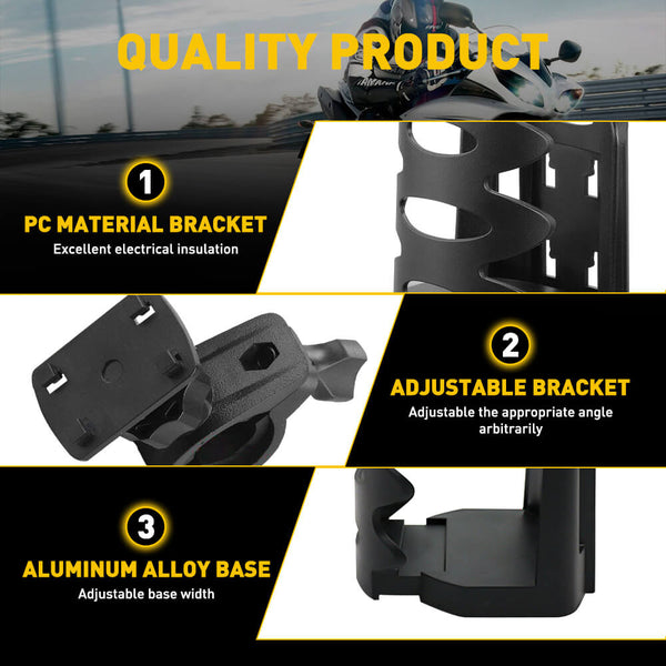 Adjustable Motorcycle Cup Holder 360 Degrees Rotation for Outer Diameter of Motorcycle Handlebar 17-32mm