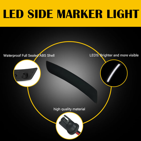 Amber Red Smoked LED Side Marker Lights for 16-21 Chevy Camaro