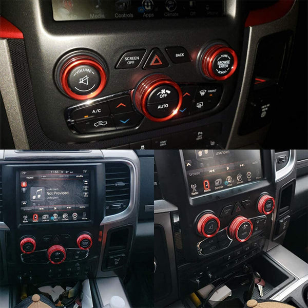 Audio & AC Switch Knob Ring Kit Set for 15-21 Dodge Challenger and Charger