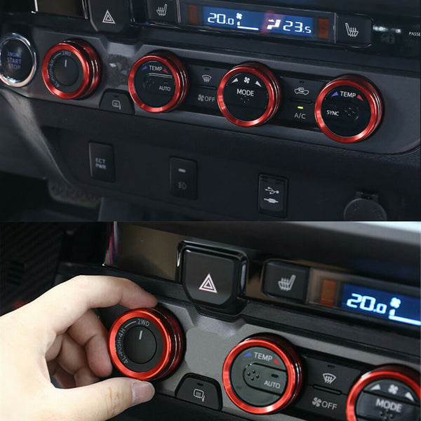Audio & AC Switch Knob Ring Kit Set for 2016-2020 Toyota Tcoma