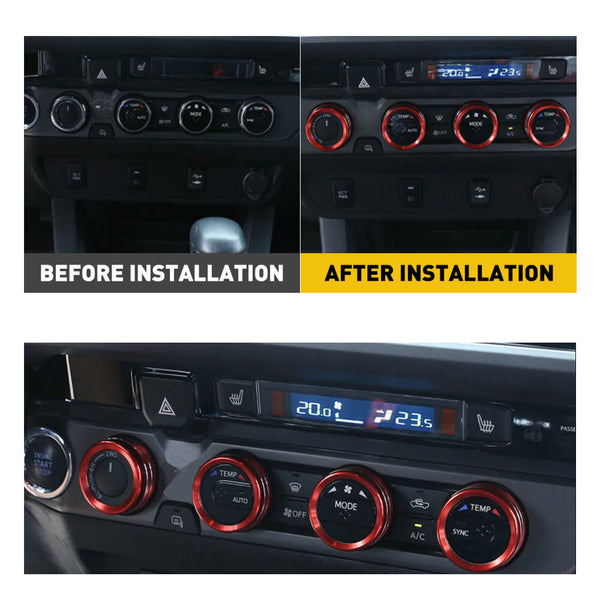 Audio & AC Switch Knob Ring Kit Set for 2016-2020 Toyota Tcoma