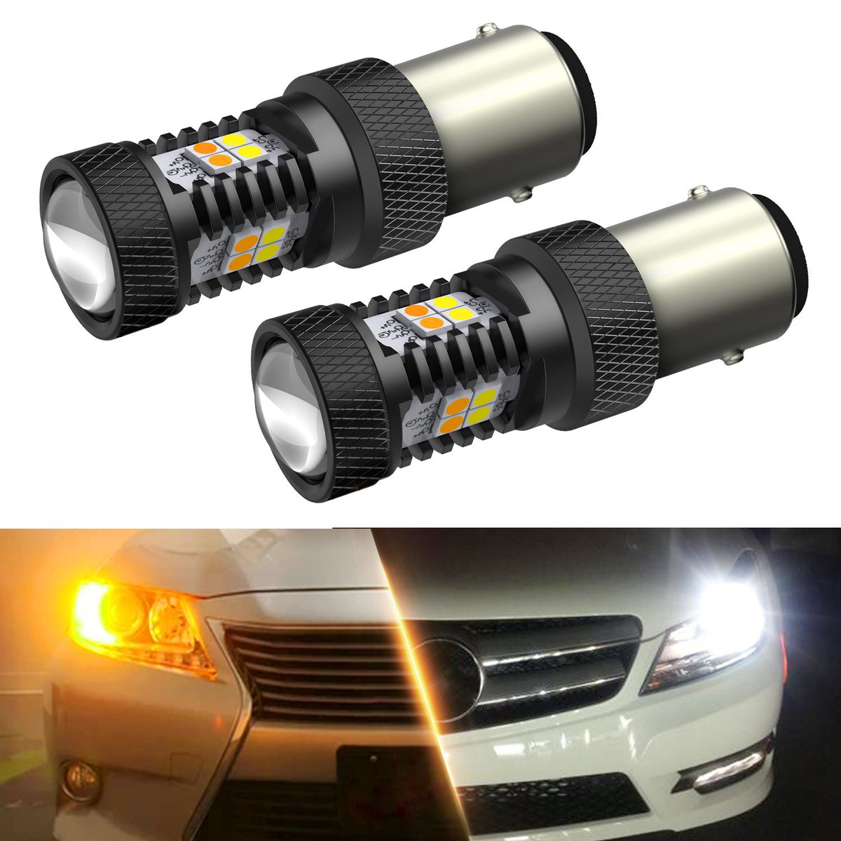1157 LED Switchback Bulb, Dual Color White/Amber — AUXITO