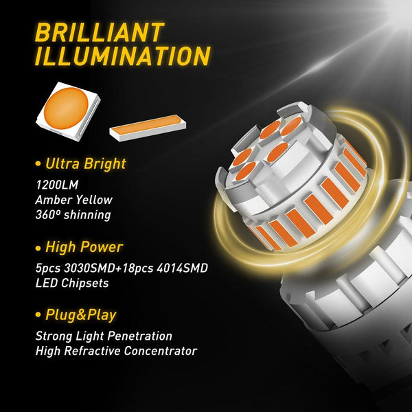 AUXITO 3156 3157 LED Bulb Amber 3056 3047 BAY15D LED Bulbs for Turn Signal Lights