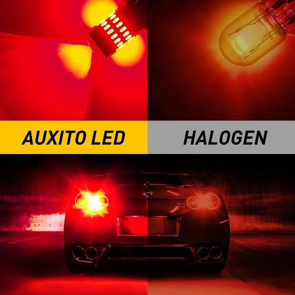 AUXITO 7440 7443 LED Red Brake Light Bulbs, Super Bright Flashing Warning Function With Projector