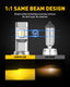 AUXITO H11 H8 LED Fog Light Bulb Fanless, 40W Golden Yellow, CSP LED Chips