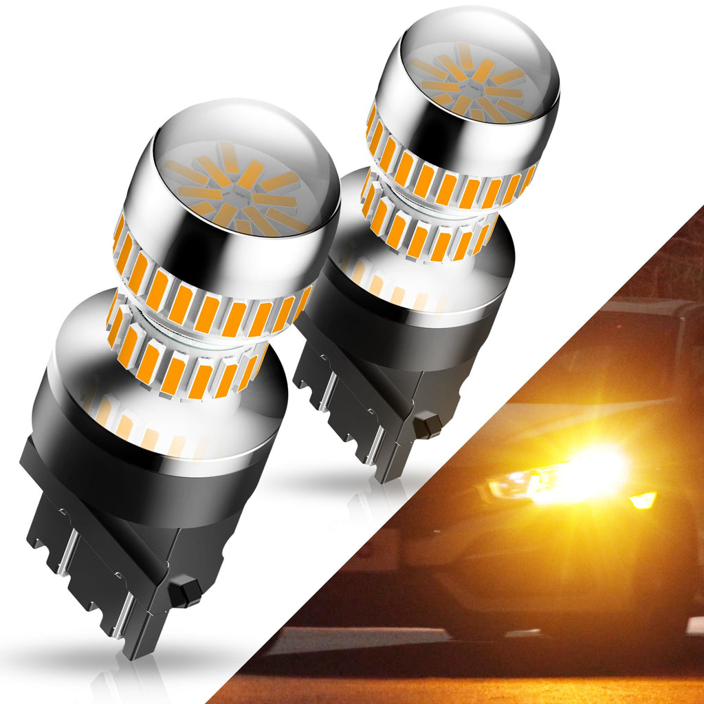 4x AUXITO 3157 3156 Switchback LED Turn Signal Lights: Amber & White Daytime Running Light