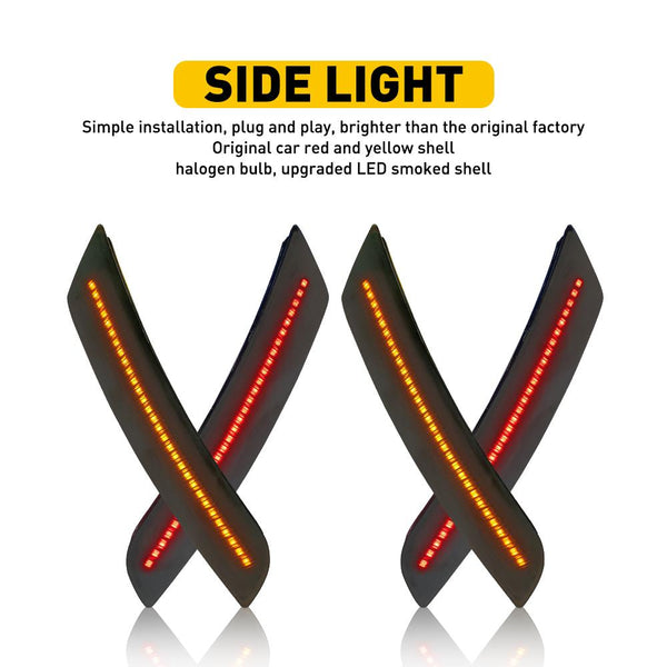 AUXITO Smoked LED Side Marker Lights Compatible with 16-21 Chevy Camaro Front & Rear Bumper LED Side markers Amber Red, Pack of 4