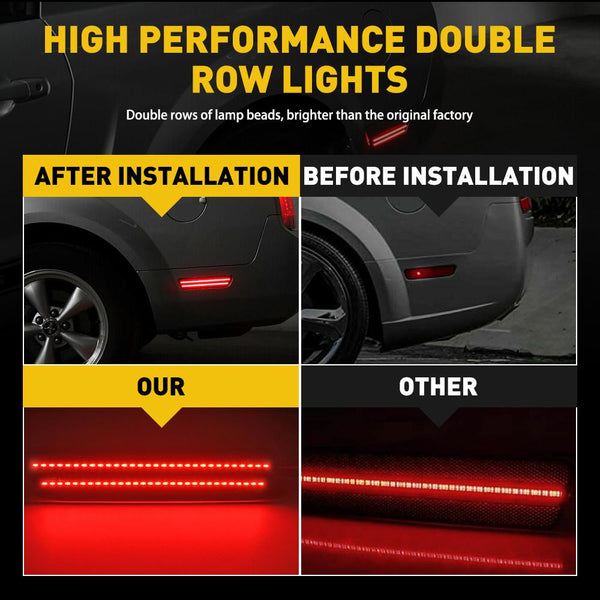 AUXITO Smoked Lens LED Side Marker Lights Rear Bumper Sidemarker Lamps Compatible with 2005-2009 Ford Mustang Red, 2pcs