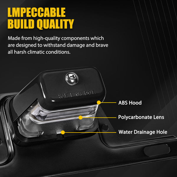 Black Bracket-Mount LED License Plate Light for RV Trailer UTV ATV Truck