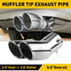 Car Rear Dual Muffler Tip Exhaust Pipe Stainless Steel Round Accessories Bend Pipe