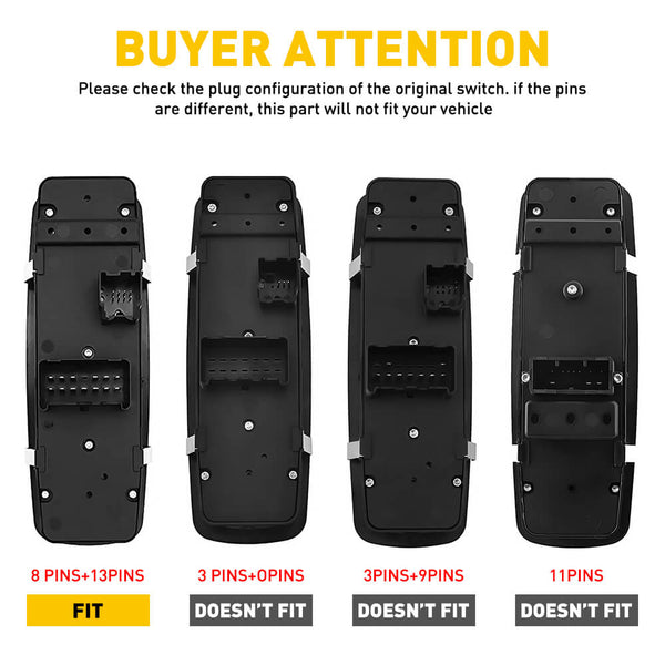 Driver Side Master Power Window Switch Compatible for 09-12 Dodge Ram 1500/2500/3500 & 07-11 Nitro, 09-10 Journey, 08-12 Jeep Liberty