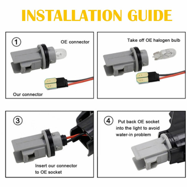 For 10-14 Ford Mustang LED Front & Rear Fender Side Marker Light Smoke Lens, White
